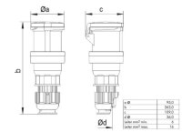 CEE-form 63A Kupplung, 400V, 5pol, Schraubkontakt, IP44,...