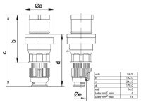 CEE-form 63A Stecker, 400V, 5pol, Schraubkontakt, IP44,...