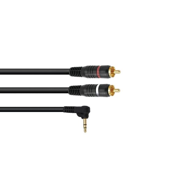 Omnitronic Adaptercable 3.5 Jack 90°/2xRCA 3m bk