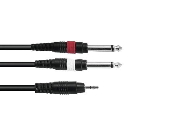 Omnitronic Adaptercable 3.5 Jack/2xJack 6m bk