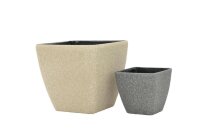 Deco cachepot STONA-41, rectangular,beige