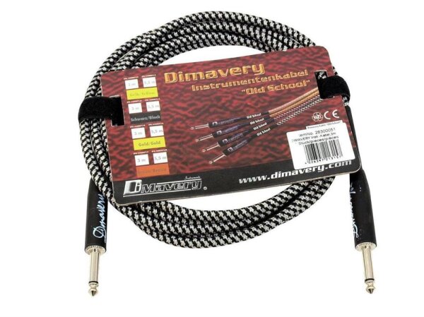 Dimavery Instrument-cable, 3m, bk/sil