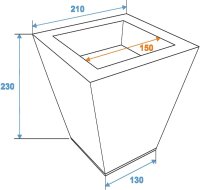 Flowerpot, zinc, 25cm square