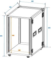 Roadinger Verstärkerrack PR-2ST, 18HE, 57cm Rollen