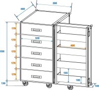 Roadinger Universal-Schubladen-Case TSF-1 Rollen