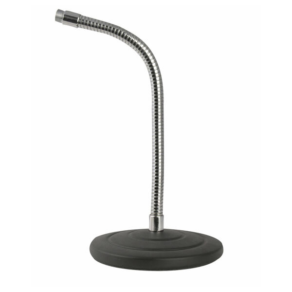 Showgear Desk Mic. Stand, Straight, Chrome, 20 cm/1,5 kg, + adj. Gooseneck