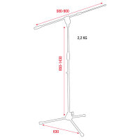 Showgear Pro Microphone stand with telescopic boom, 850-1430mm metal base part