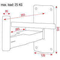 Showgear Speaker Wall Bracket 35mm, Max load 25 Kg