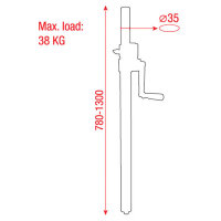 Showgear Wind up speakerstand M20 Thread 35mm, Steel 780-1300mm max load 38Kg