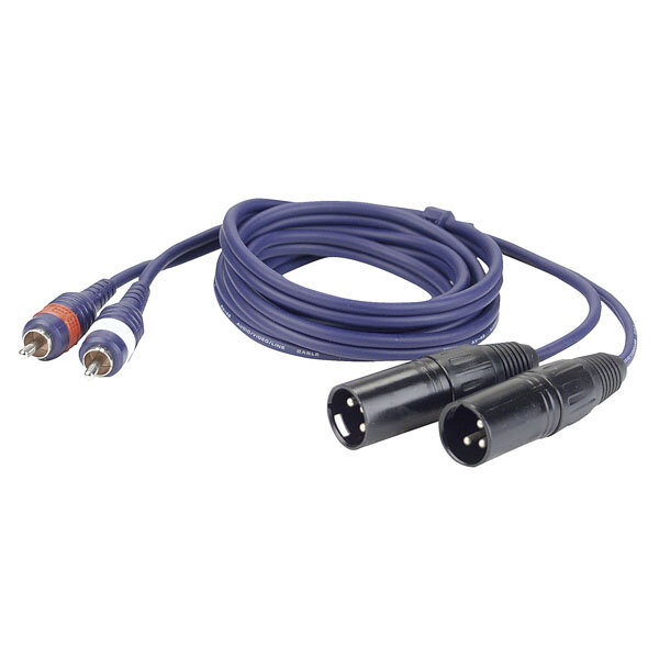 DAP-Audio Adapterkabel, 2x Cinch männlich L/R auf 2x XLR 3pol männlich, 1,5 Meter