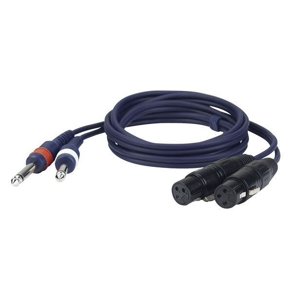 DAP-Audio Adapterkabel, 2x Klinke Mono L/R auf 2x XLR 3pol weiblich, 3,0 Meter