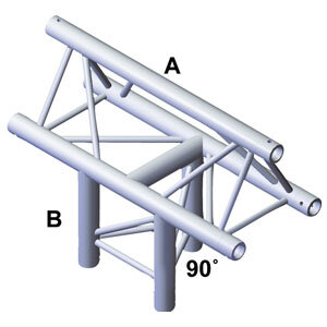 Milos Pro-30 Triangle F Truss, T-Cross vertical 3-way, apex up, 71 cm, ATF35B, 90° corner