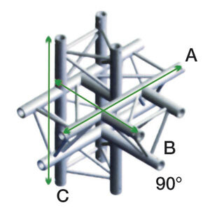 Milos Pro-30 Triangle F Truss, T-Cross + up/down 5-way, 71 cm, ATF51, 90° corner