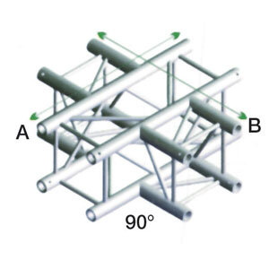 Milos Pro-30 Square G Truss, Cross 4-way -71cm, QCU41, 90° corner, silver