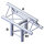 Milos Pro-30 Triangle G Truss, T-Cross vertical, 3-way, apex up, 71 cm, ATU35B, 90° corner