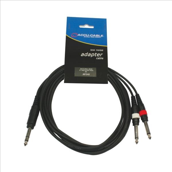 Accu Cable AC-J6S-2J6M/3, Verbindungskabel, 1 x 6,3 Klinke Stereo, 2 x 6,3 Klinke mono/unsymmetrisch, 3 Meter