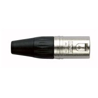 DAP-Audio XLR 3-pol Stecker, männlich, silbernes Gehäuse, schwarze Endkappe