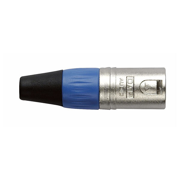 DAP-Audio XLR 3-pol Stecker, männlich, silbernes Gehäuse, blaue Endkappe