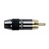 DAP-Audio RCA Cinch Stecker männlich, vergoldet, schwarze Endkappe