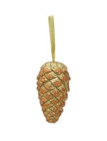 Pinecone hanger, glitter, gold, 18cm