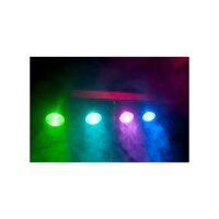 Eliminator Dotz TPAR Sys Plus, Kompaktlichtanlage, 4x 30 Watt COB-LED-Spot, RGB, 90 Grad Abstrahlwinkel, inkl. 25 Grad Linsen, Fußcontroller, Stativ, Taschen