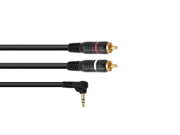 Omnitronic Adaptercable 3.5 Jack 90°/2xRCA 0,5m bk