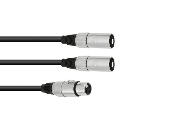 Omnitronic Adaptercable XLR(F)/2xXLR(M) 1m bk