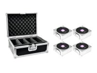 Eurolite Set 4x AKKU Flat Light 1 silver + Case