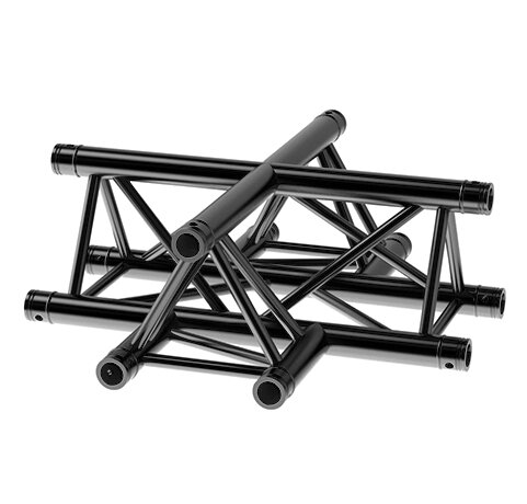 Litecraft Truss LT33B C41, 4-Weg Kreuz-Stück, in RAL9005 schwarz matt, inkl. Verbindersatz