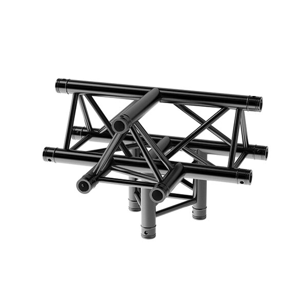 Litecraft Truss LT33B C43, 4-Weg T-Stück, Spitze oben, in RAL9005 schwarz matt, inkl. Verbindersatz