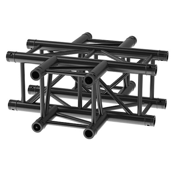 Litecraft Truss LT34B C41L, 4-Weg Kreuz-Stück, 710x710mm, in RAL9005 schwarz matt, inkl. Verbindersatz