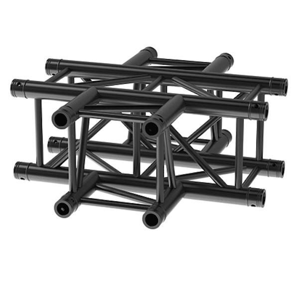 Litecraft Truss LT34B C41K, 4-Weg Kreuz-Stück, 500x500mm, in RAL9005 schwarz matt, inkl. Verbindersatz