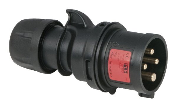 CEE-form 16A 400V 4pol Stecker schwarz, Turbo Twist, IP44