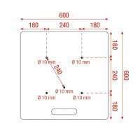 Wentex Universal-Bodenplatte, 600 x 600 mm, M10-Löcher