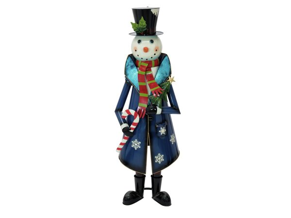 Snowman with Coat, Metal, 150cm, blue