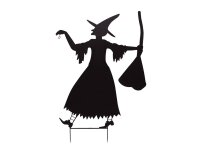 Silhouette Metal Witch with Broom, 140cm