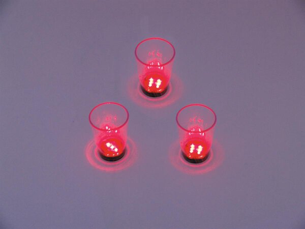 LED Glass 2oz with Dice Play, red, 3x