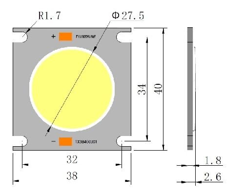 LED COB 150W 3000K LED PFE-120 (TX-3840W150D180CUY-C02AH95)