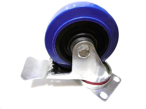 Castor 100mm blue(with brake) Base 64x91mm
