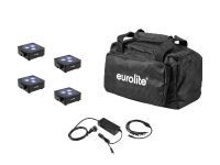 Eurolite Set 4x AKKU Flat Light 3 sw + Ladenetzteil +...