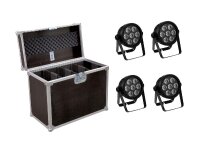 Eurolite Set 4x LED 7C-7 Silent Slim Spot + Case