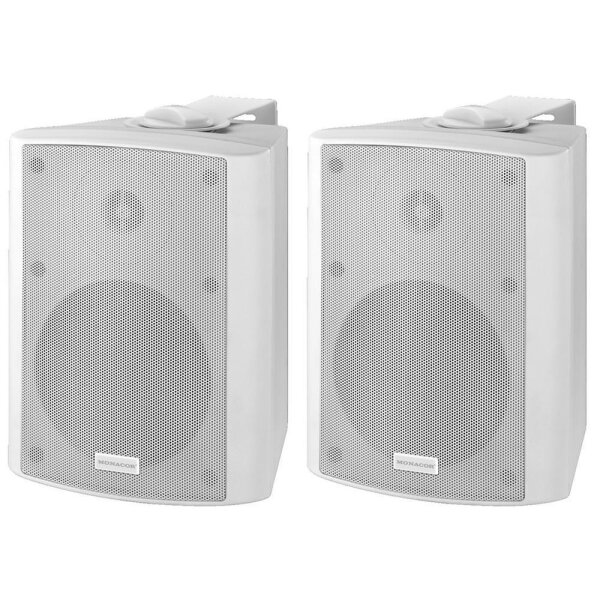 Monacor MKA-50SET/WS, Aktives 2-Wege-Stereo-Lautsprecherboxen-System, 2 x 20 W