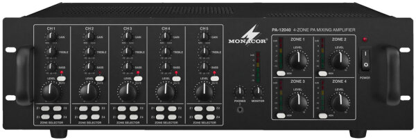 Monacor PA-12040, 4-Zonen-Matrix-Mischverstärker, 4 x 120 W