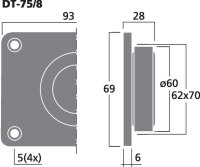 Monacor DT-75/8, Hi-Fi-Kalottenhochtöner, 25 W, 8 Ohm