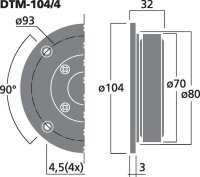 Monacor DTM-104/4, Hi-Fi-Kalottenhochtöner, 45 W, 8...