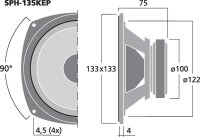 Monacor SPH-135KEP, Hi-Fi-Tiefmitteltöner, 50 W, 8 Ohm