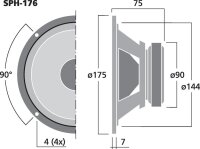 Monacor SPH-176, High-Quality-Hi-Fi-Tiefmitteltöner,...