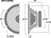 Monacor SPH-220HQ, High-Quality-Hi-Fi-Tieftöner, 100 W, 8 Ohm