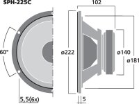Monacor SPH-225C, High-End-Tieftöner, 120 W, 8 Ohm