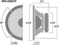 Monacor SPH-250CTC, Hi-Fi-Subwoofer, 2 x 100 W, 2 x 8 Ohm